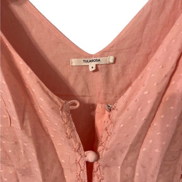 ✨ Aritizia Tularosa Pink Polka Dot Slit Ruffle Midi Dress - Picture 3 of 6